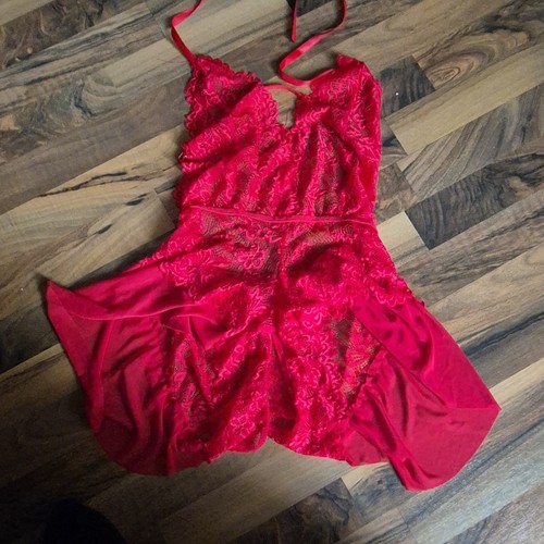 Damen negligé nachthemd rot - damen,