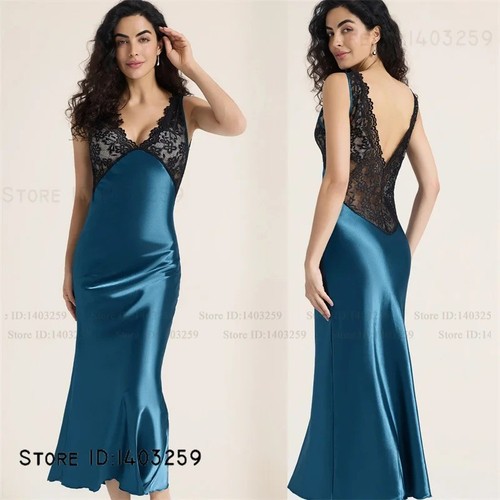 Damen nachthemd lang satin - nachthemd,