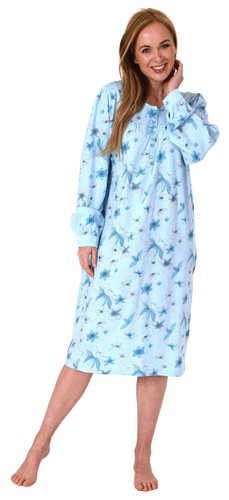 Damen nachthemd langarm mit - damen,